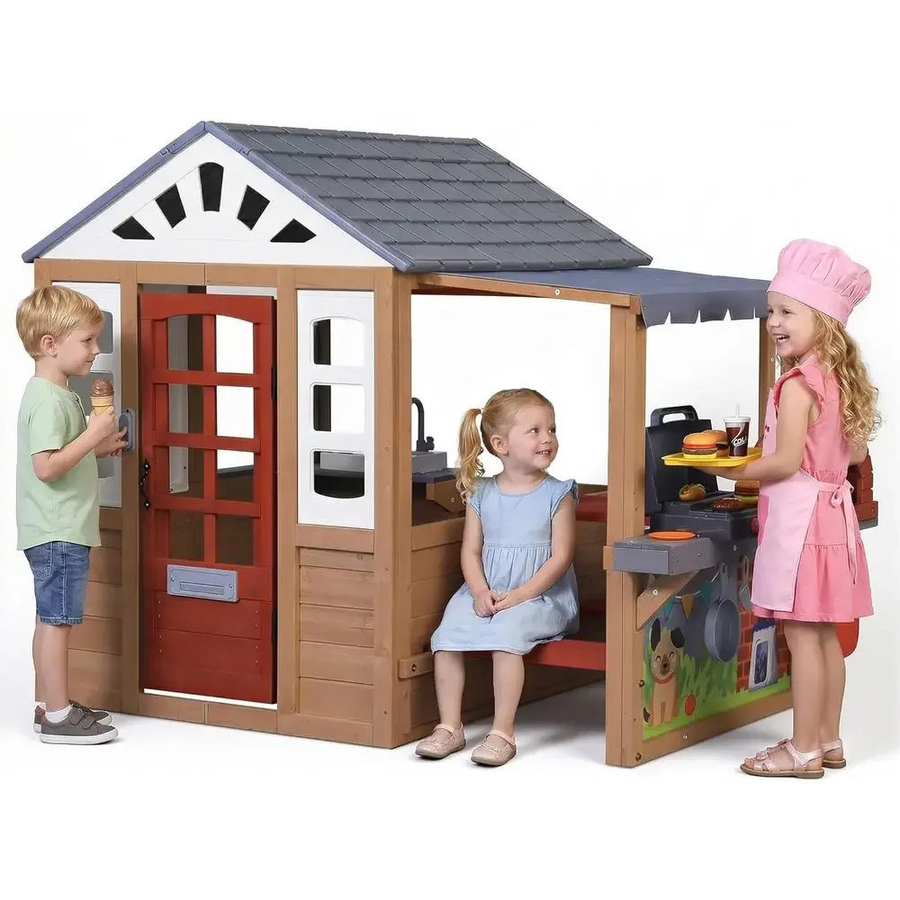 Kids Outdoor Wooden Playset - Drewniany domek do zabawy dla dzieci