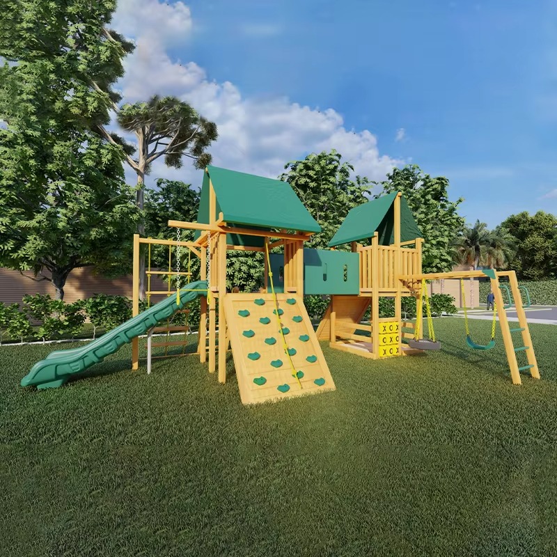 Duży Drewniany Park Rozrywki z – Kids Outdoor Wooden Playset recenzja i cena