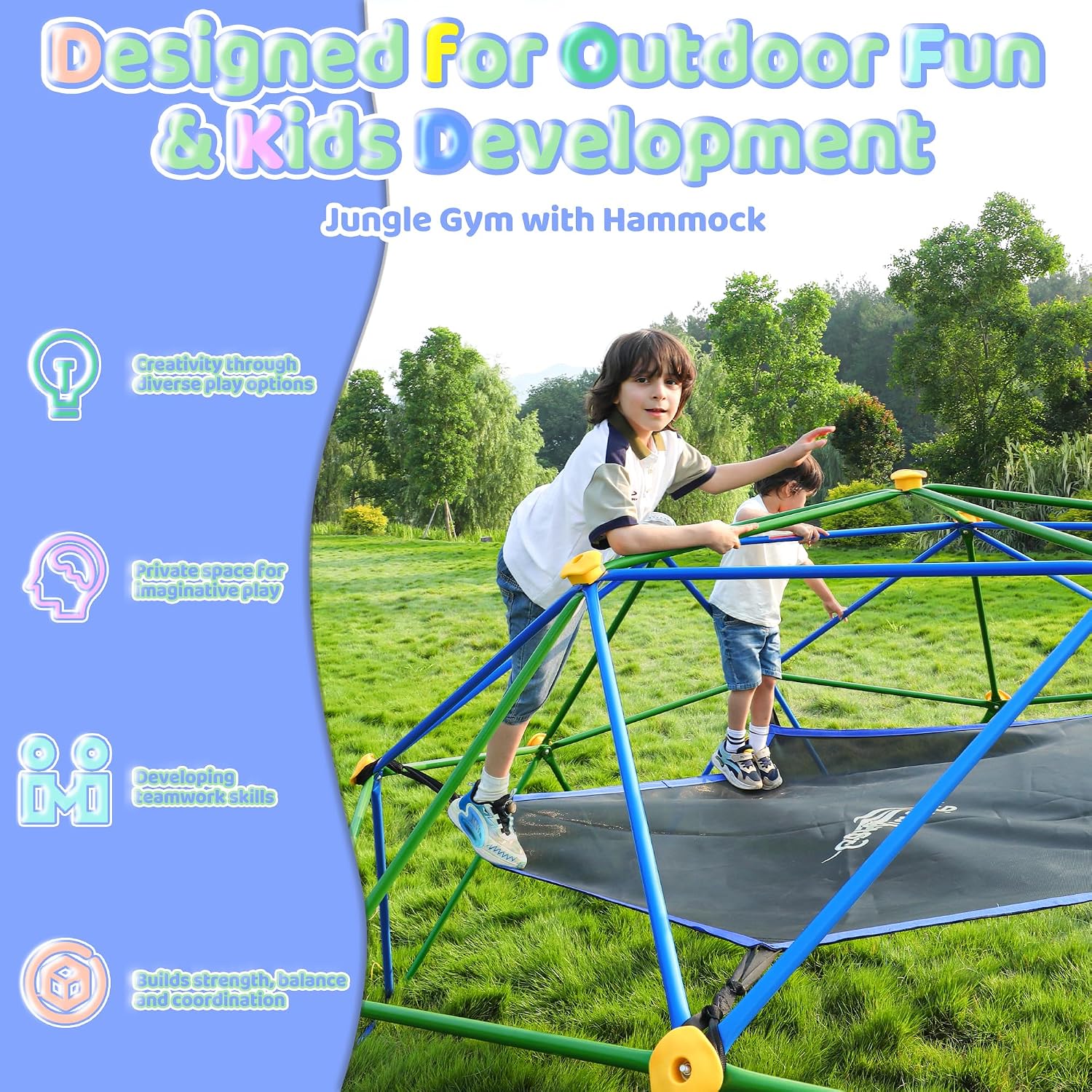 Kopuła wspinaczkowa 3m z hamak – Kids Outdoor Jungle Gym Dome recenzja i cena